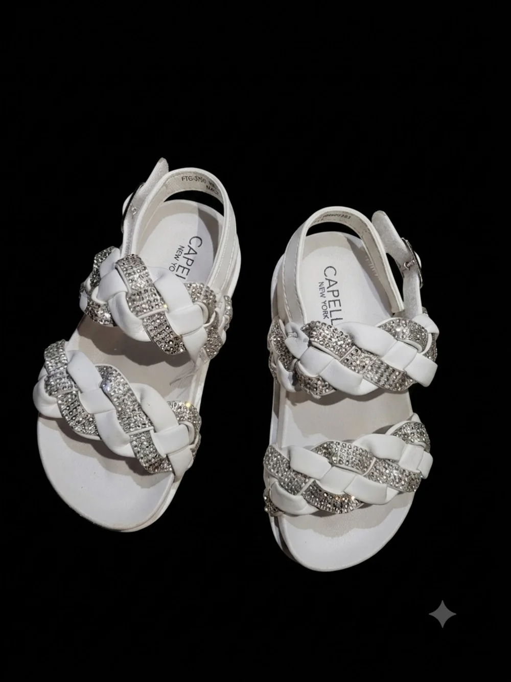 Capelli New York White Braided Crystal Strap Sandals